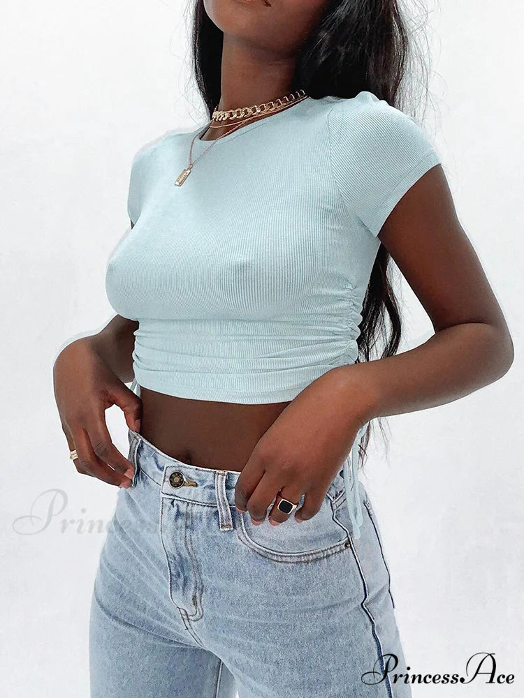 Cropped Charming Mini Skirts Light Blue / S