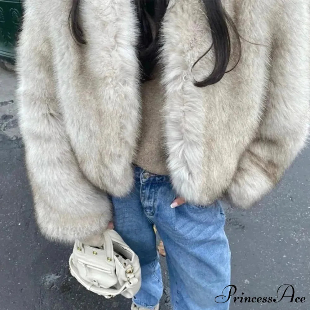 Cropped Faux Stylish Fur Coat