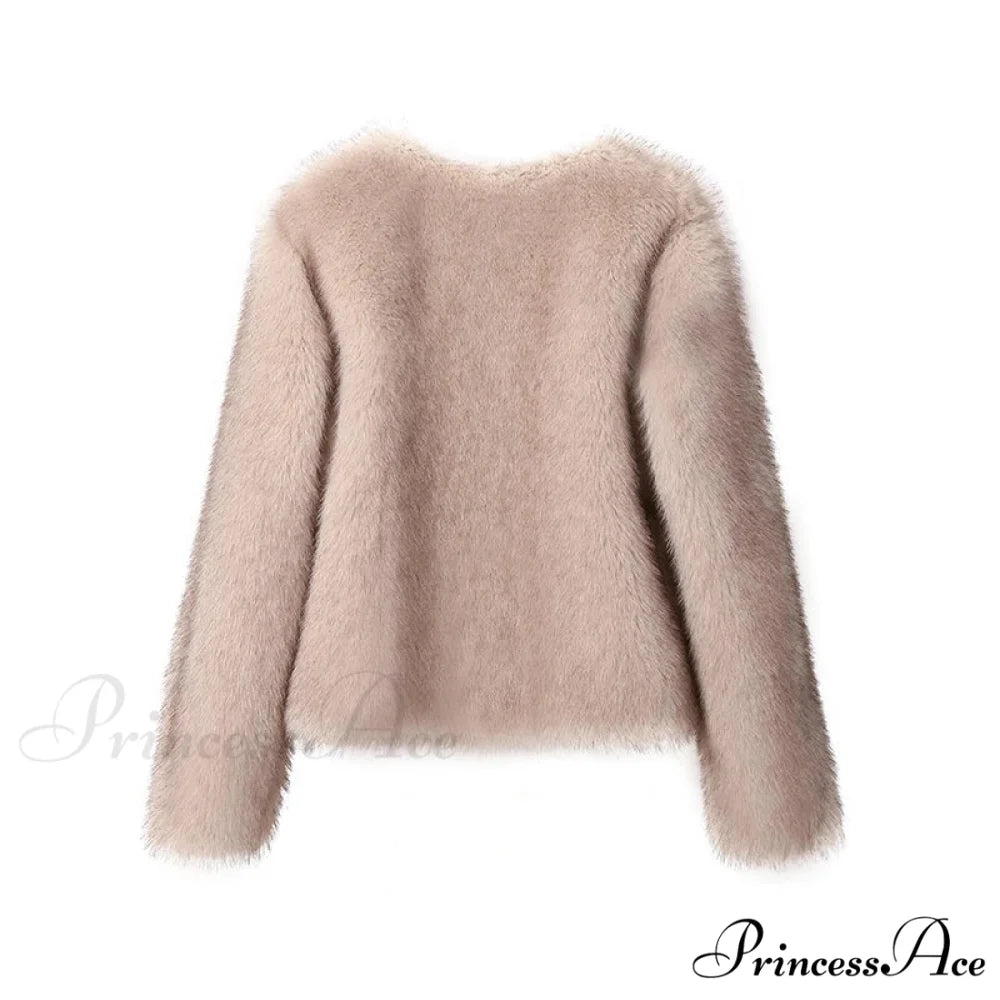 Cropped Faux Stylish Fur Coat