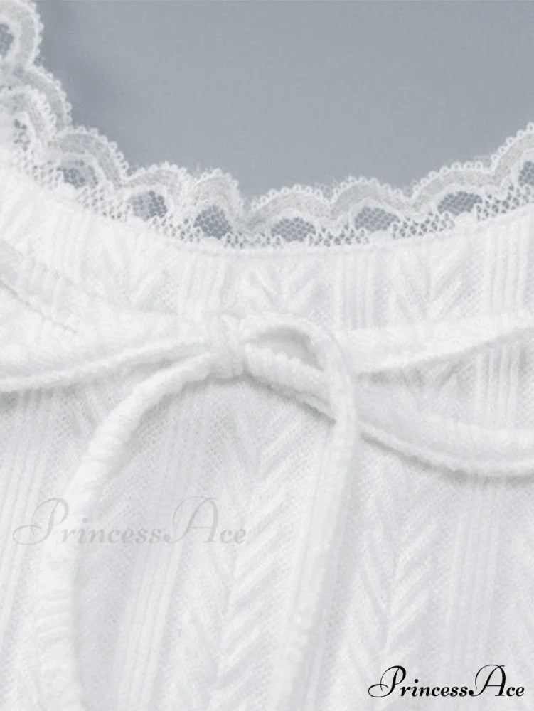 Cropped Lace Trim Trendy Rib Cami Top