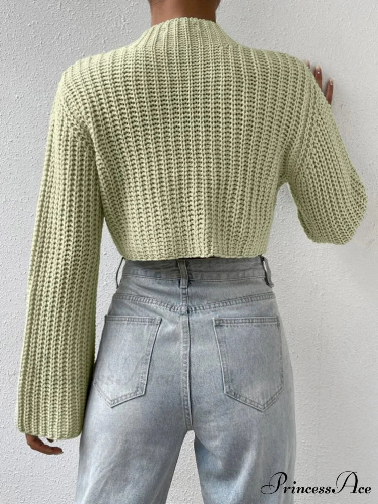Cropped Long Neck Mock Arm Sweater
