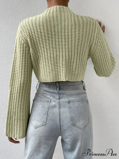 Cropped Long Neck Mock Arm Sweater