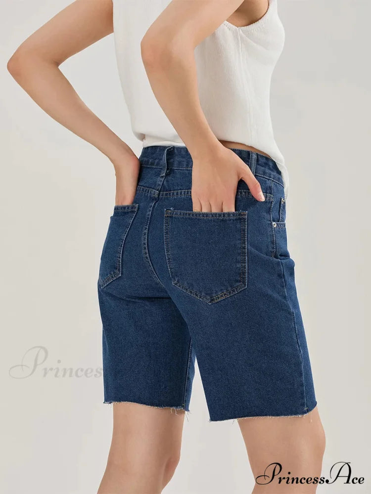 Cross Asymmetrical Denim Short short-250223