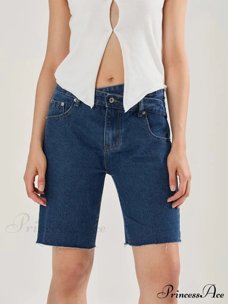 Cross Asymmetrical Denim Short Blue / S short-250223