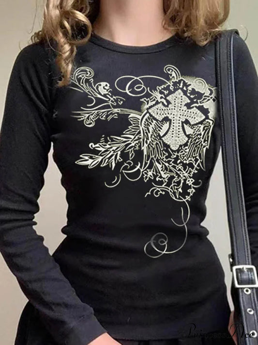 Cross Charming Portrait Necklace Black / S