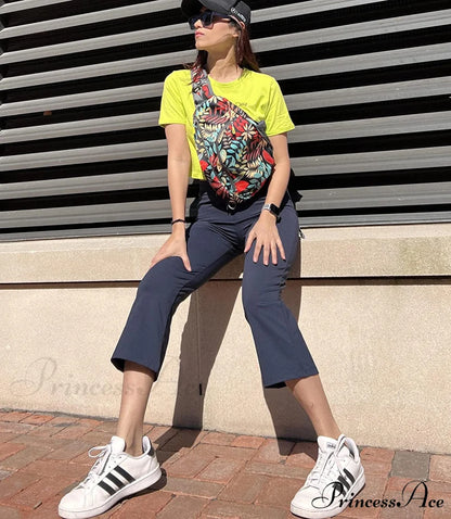 Cross High Waisted Bootcut Capris for Women Flare Yoga Pants