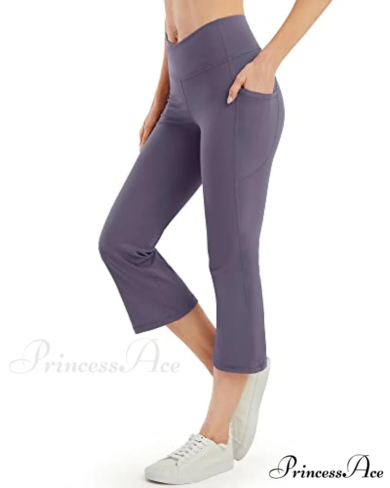 Cross High Waisted Bootcut Capris for Women Flare Yoga Pants