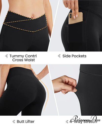 Cross High Waisted Bootcut Capris for Women Flare Yoga Pants