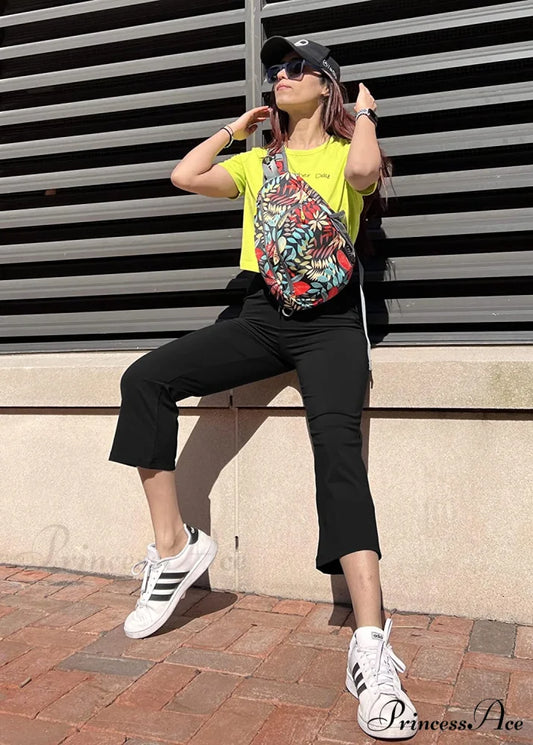 Cross High Waisted Bootcut Capris for Women Flare Yoga Pants