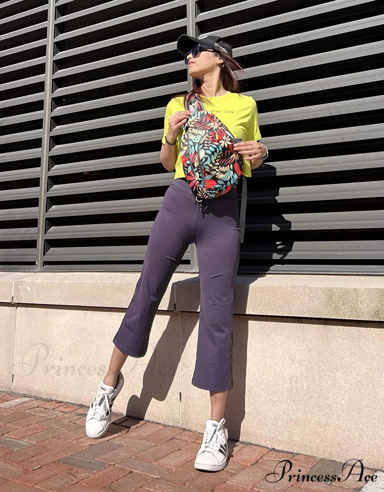 Cross High Waisted Bootcut Capris for Women Flare Yoga Pants