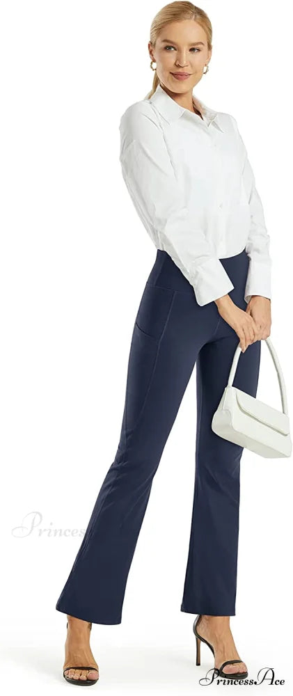Cross High Waisted Bootcut Capris for Women Flare Yoga Pants