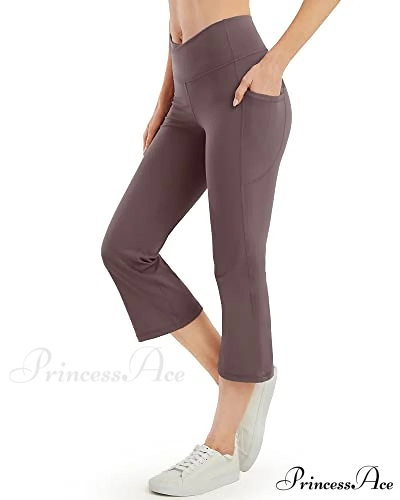 Cross High Waisted Bootcut Capris for Women Flare Yoga Pants