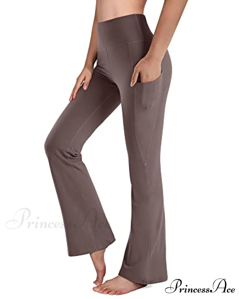 Cross High Waisted Bootcut Capris for Women Flare Yoga Pants Dusty Purple - 29’’ Inseam / XX-Large