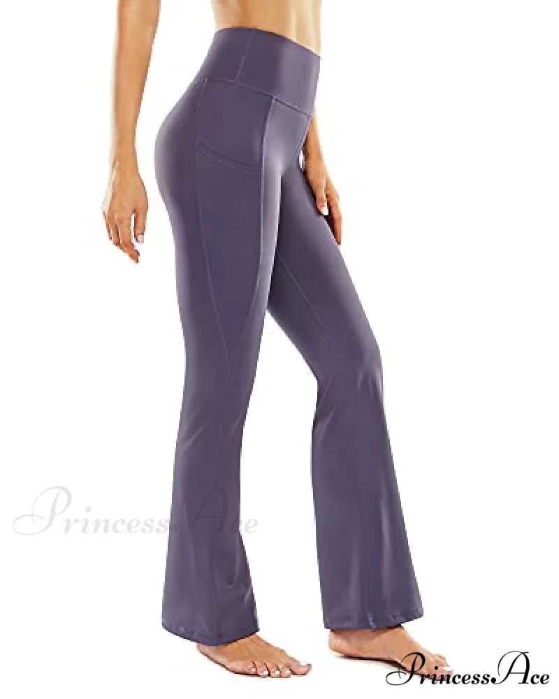 Cross High Waisted Bootcut Capris for Women Flare Yoga Pants Purple Gray - 29’’ Inseam / XX-Large