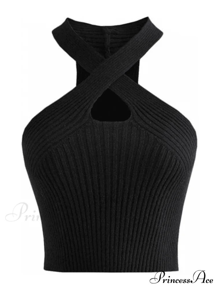 Cross Over Black Trendy Two Piece Set