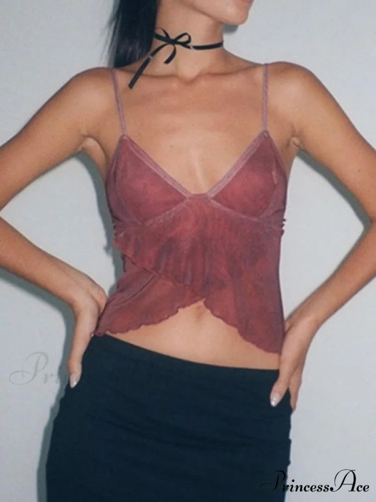 Cross Over Halter Trendy Mesh Crop Cami Top