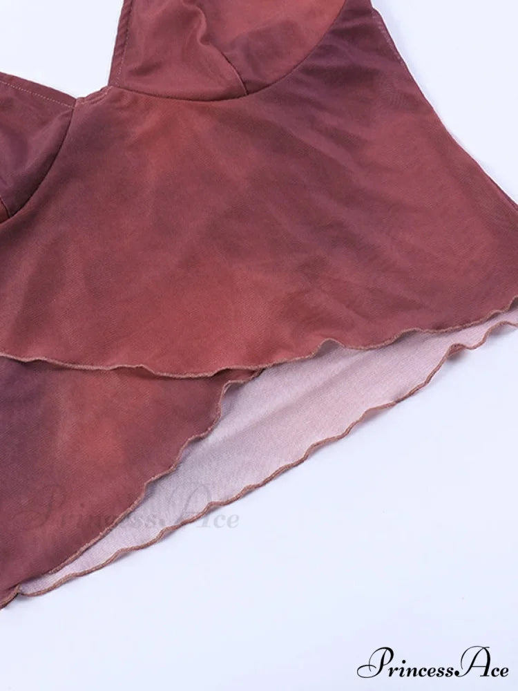 Cross Over Halter Trendy Mesh Crop Cami Top