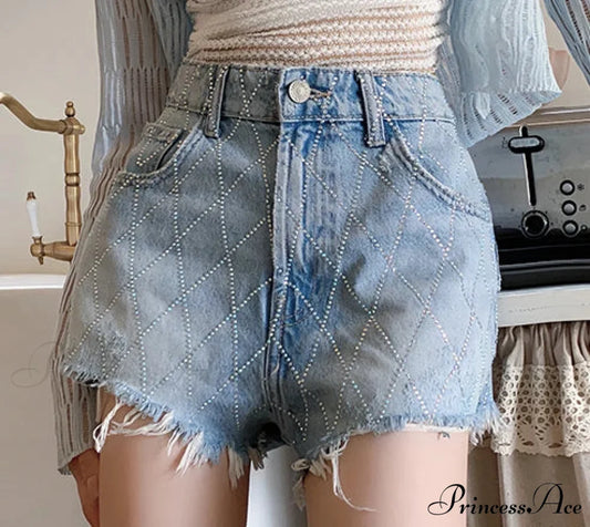 Crossed Tattered Cleansed Denim Short Blue / S short-250223