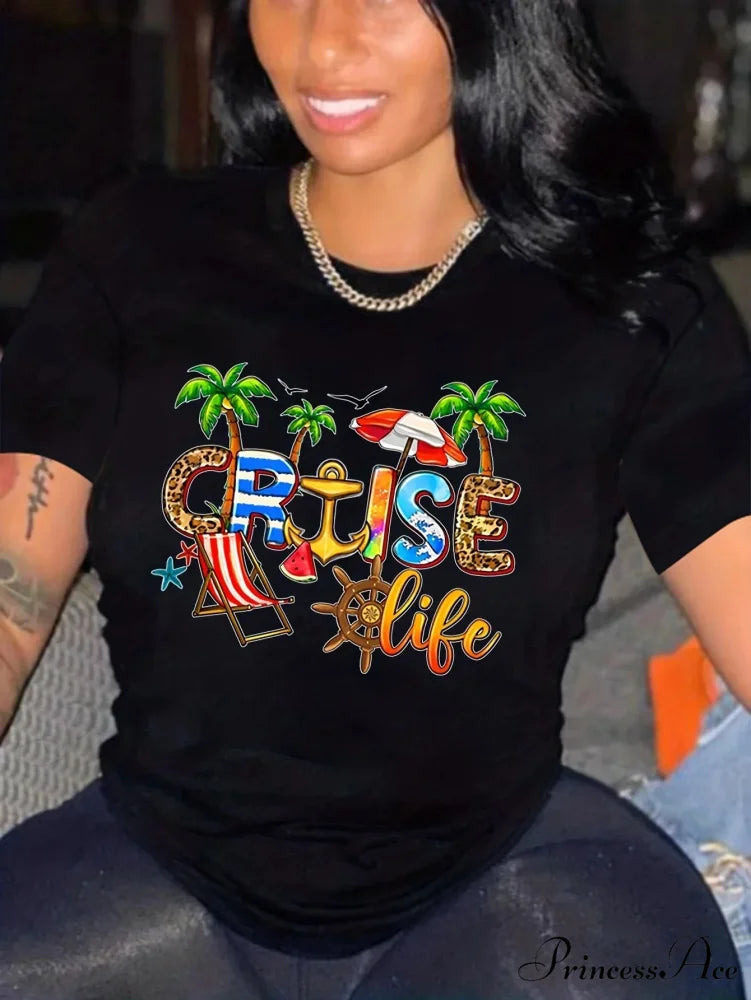 Cruise Casual Short Sleeve Crew Neck Women’s Top T-shirt