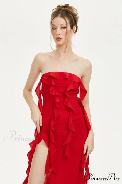 Crush Strapless Stylish Ruffle Dress