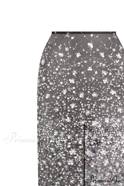 Crystal-Covered Fabulous Stylish Black Maxi Dress