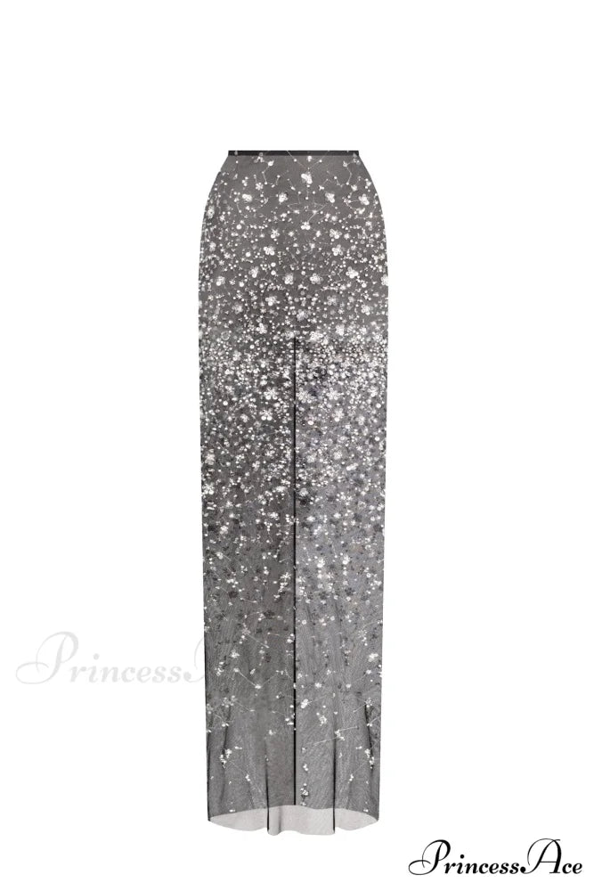 Crystal-Covered Fabulous Stylish Black Maxi Dress