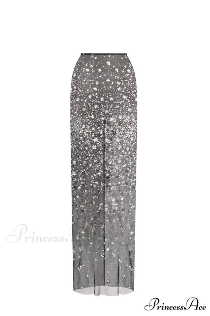 Crystal-Covered Fabulous Stylish Black Maxi Dress