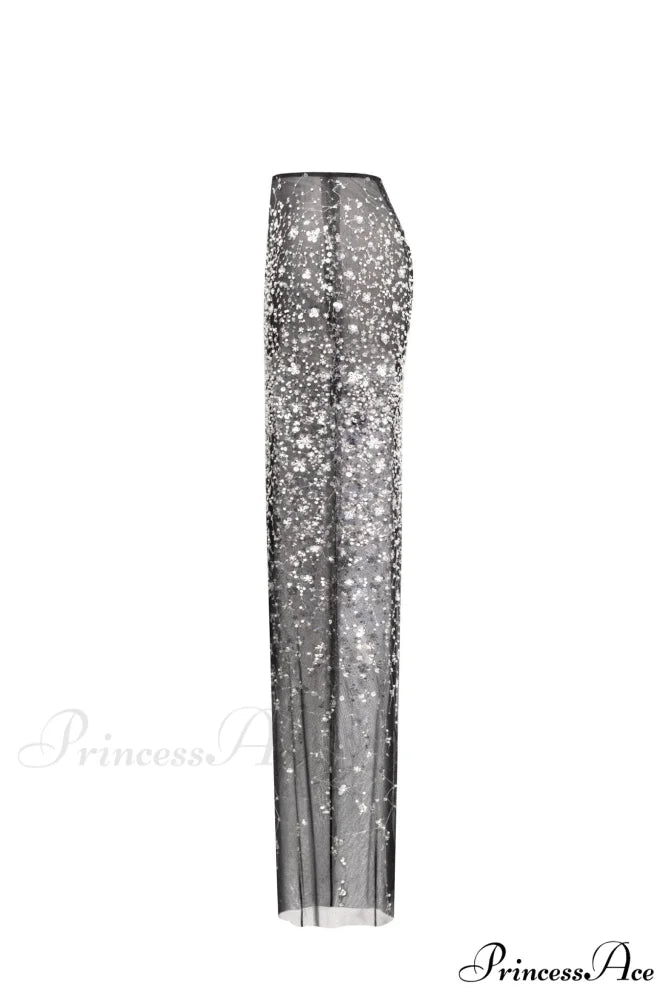 Crystal-Covered Fabulous Stylish Black Maxi Dress