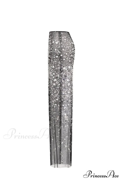 Crystal-Covered Fabulous Stylish Black Maxi Dress