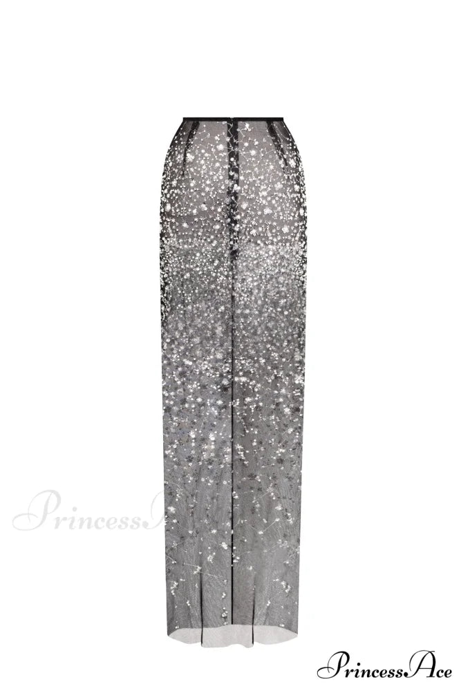 Crystal-Covered Fabulous Stylish Black Maxi Dress