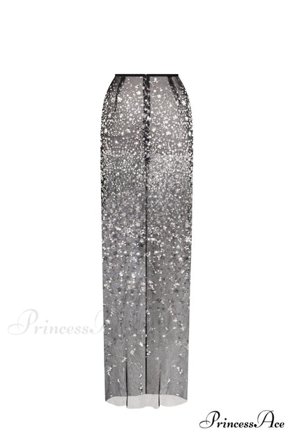 Crystal-Covered Fabulous Stylish Black Maxi Dress