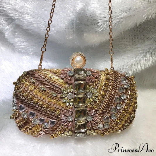 Crystal Diamond Gems Rhinestone Love Purse for Women Coffee clutchbag-250126