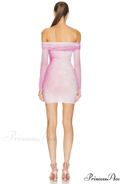 Crystal Gradient Stylish Off Shoulder Dress