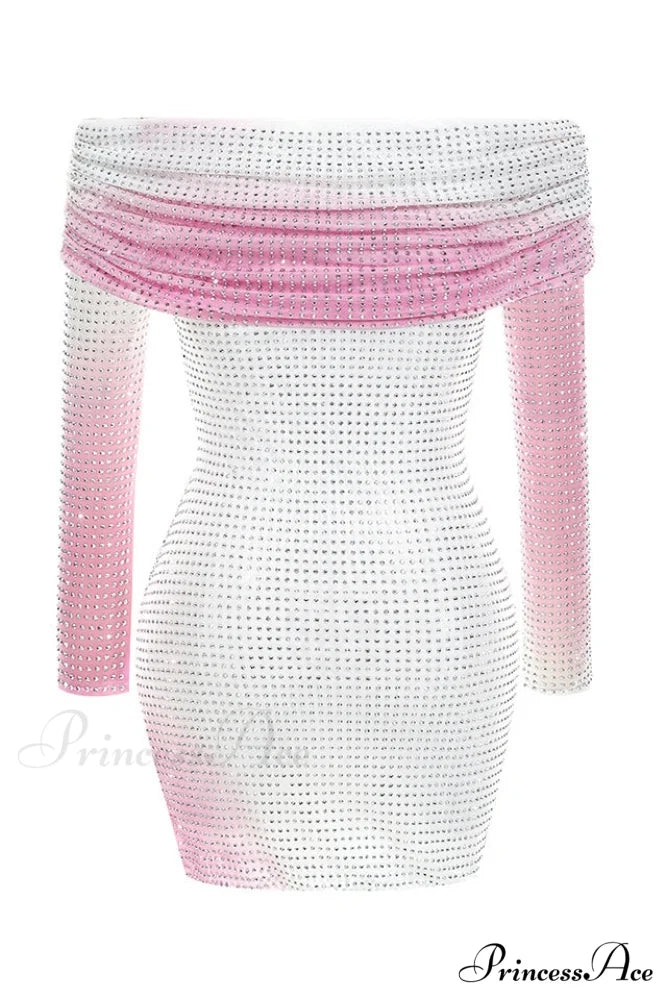 Crystal Gradient Stylish Off Shoulder Dress