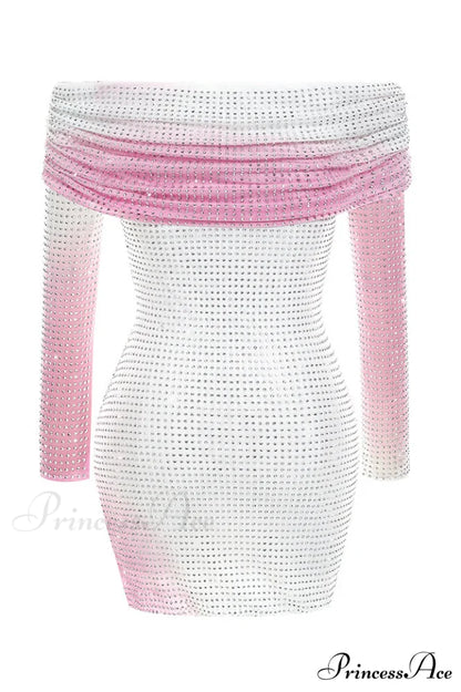 Crystal Gradient Stylish Off Shoulder Dress