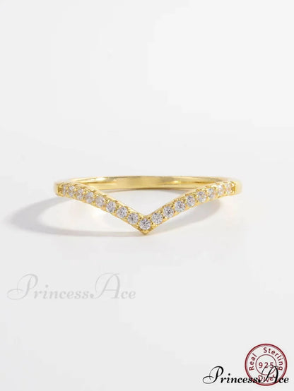 Cubic Zirconia Decor Silver Ring Gold / 6