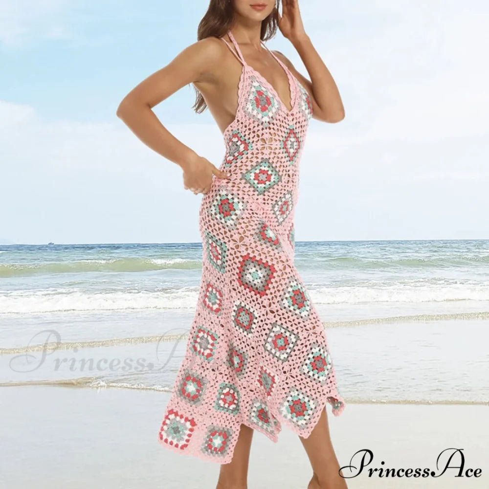 Cultural Design Woven Crochet Bohemian Dress bohodress-250126