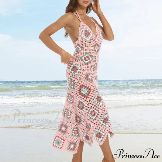 Cultural Design Woven Crochet Bohemian Dress bohodress-250126