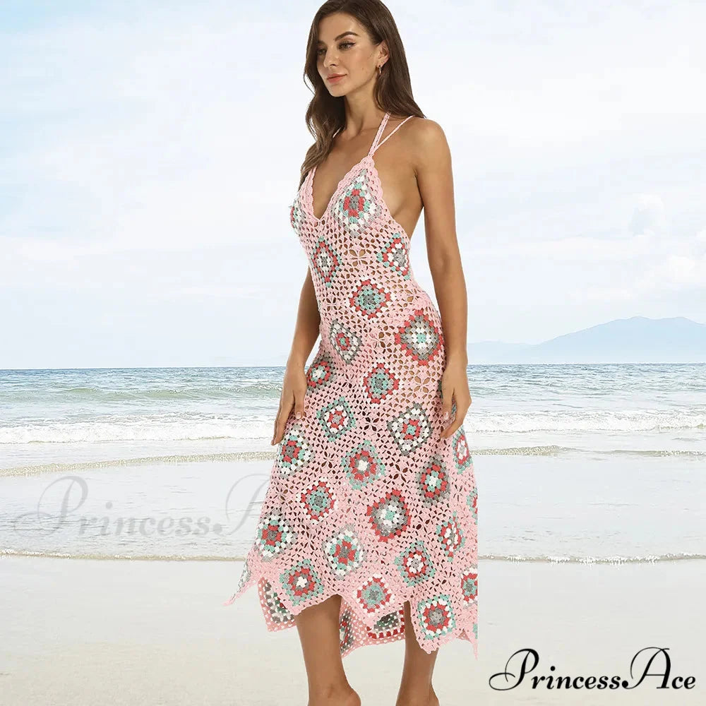 Cultural Design Woven Crochet Bohemian Dress bohodress-250126