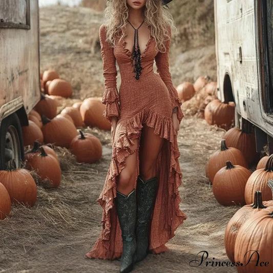 Cultural Vintage Firm Frill Bohemian Dress bohodress-250126