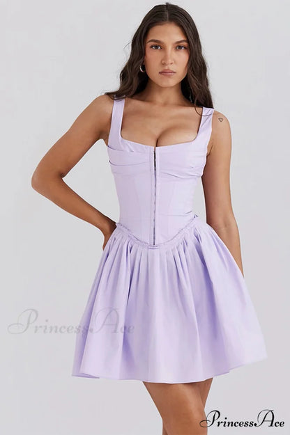 Cupid Pleated Stylish Mini Dress XS / Lilac