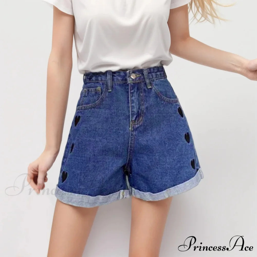 Curled Stitched Denim Short Dark Blue / S short-250223