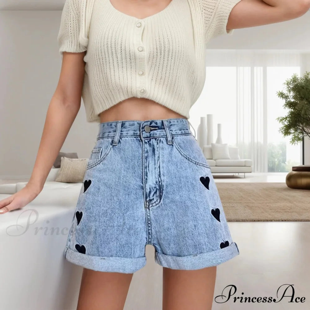 Curled Stitched Denim Short Light Blue / S short-250223