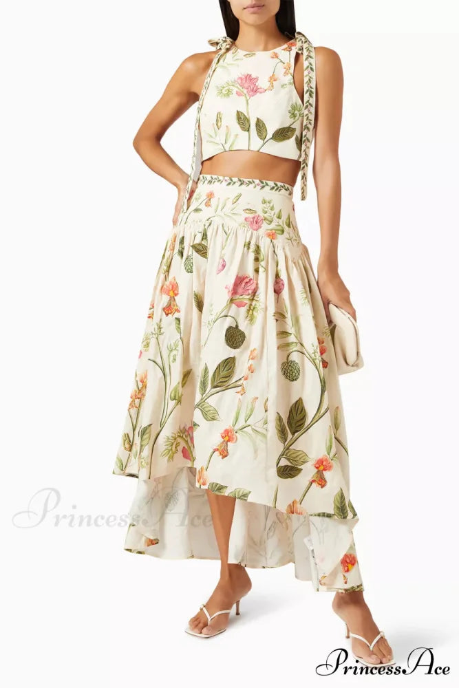 Curua Cultivo Maxi Skirt Graceful and Top in Linen Set 4 Days / XS / Beige