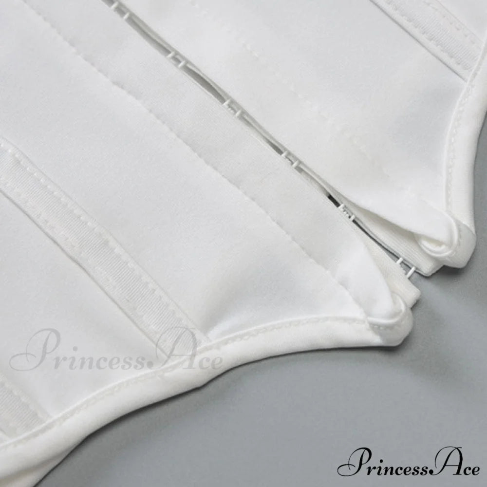 Curved Hem Lace Up Modern Halter Crop Top - Black L / White