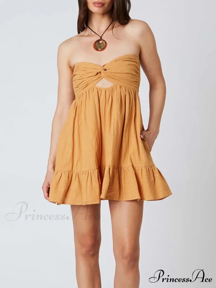 Curved Removed Tiny Dress orange / S minidress-250223