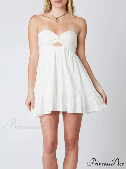 Curved Removed Tiny Dress white / S minidress-250223