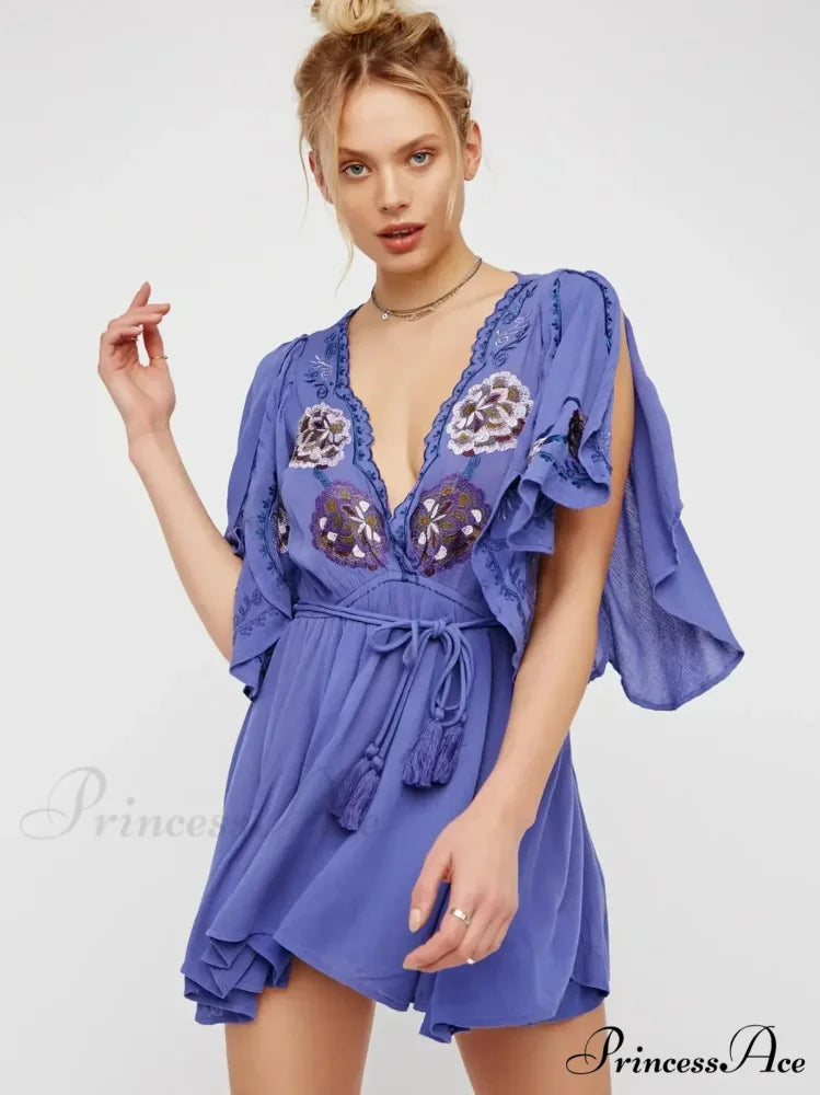 Curvy Size Button Up Chiffon Festive Boho Dress bohodress-250126