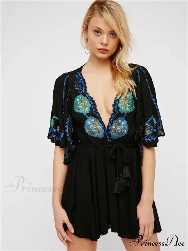 Curvy Size Button Up Chiffon Festive Boho Dress bohodress-250126