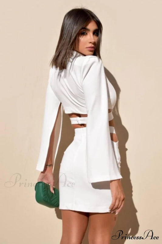 Cut Out Blazer Top Graceful + Mini Skirt Set